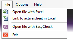 Selectabase Easy Check File Menu